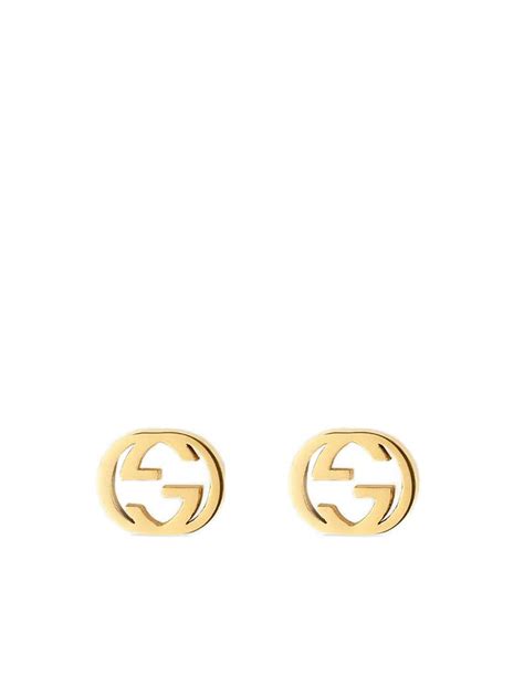 Gucci 18kt Yellow Gold Interlocking G Stud Earrings Farfetch