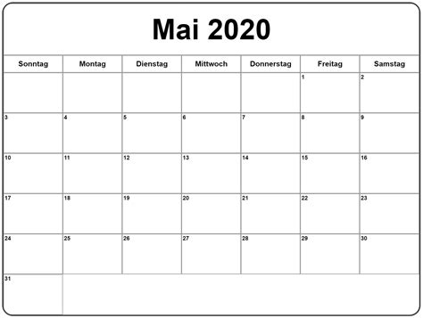 Mai 2020 Kalender Kostenlose Bilder