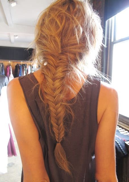 If this is your first time trying a fishtail braid, start by securing your hair with a disposable clear elastic or a hair bungee. Love My Hairstyle: How To: Soft Fishtail Braid