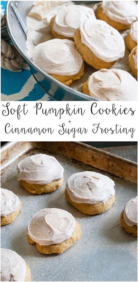 Soft Pumpkin Cookies With Cinnamon Sugar Frosting Bake At 350°