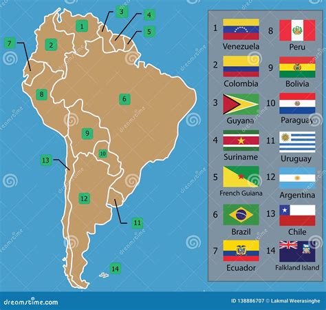 Map Of South America With Country Names Cities And Towns Map