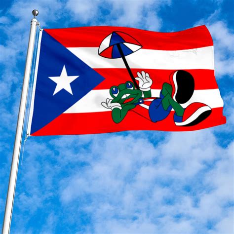Fyon Custom Puerto Rico Frog And Umbrella Flag Banner Fyonshop