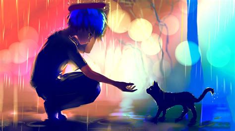 Blue Haired Anime Boy Painting Hd Wallpaper Wallpaper Flare