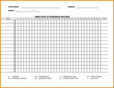 Blank Employee Attendance Calendar Monthly Blank Calendar Template