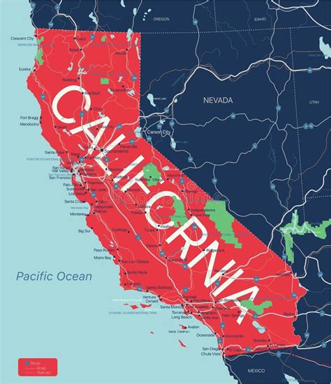 Mapa Editable Detallado Del Estado De California Ilustración Del Vector Ilustración De Global