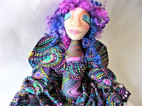 cloth art doll purple bluemeditation art doll soft sculpture etsy