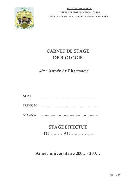 Rapport De Stage Pharmacie Officine