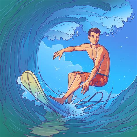 Vector Illustration Of A Surfer Download Free Vectors Clipart