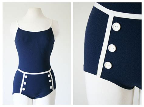 6750 Vintage 60s Sailor Girl Bombshell Swimsuit By