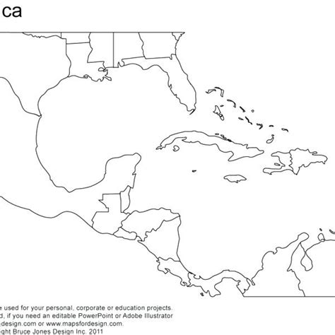 Blank Map Of Mexico Central America And The Caribbean Best Map Collection