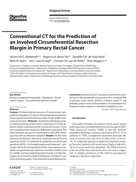 Pdf Conventional Ct For The Prediction Of An Involved Circumferential Resection Margin In