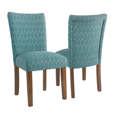 Homepop Parsons Teal Modern Geo Upholstered Dining Chair Set Of 2