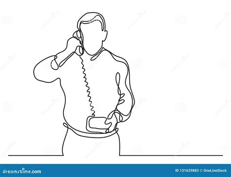 Businessman Making Phone Call Continuous Line Drawing Stock Vector