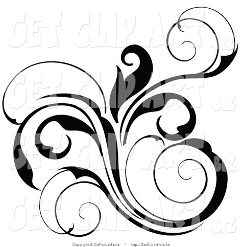 Floral Scroll Design Clip Art Of A Black Floral Scrolling Design