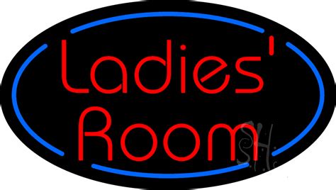 Red Ladies Room Oval Animated Neon Sign Restroom Neon Signs Every