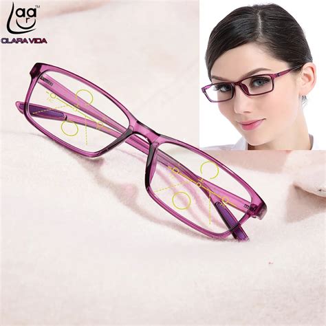 Clara Vida Ultralight Tr90 Fashion Purple Women Progressive Multifocal Reading Glasses Bifocal