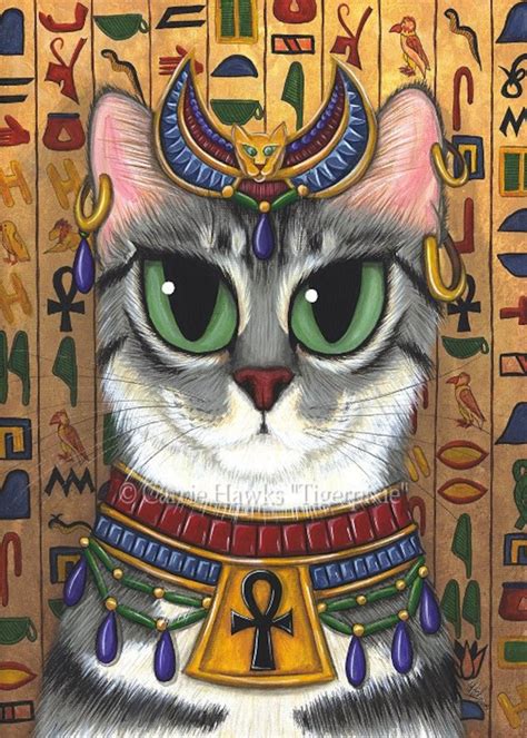 Bast Cat Art Egyptian Goddess Cat Painting Temple Bastet Etsy