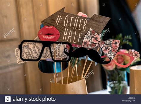 Retro Party Set Glasses Hats Lips Mustaches Masks For Design Photo