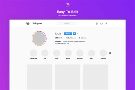 Want to take your instagram grid to the next level? Free Instagram Web Profile Template ~ Creativetacos