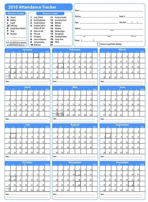 Printable 2023 Employee Attendance Calendar Download Your Printable