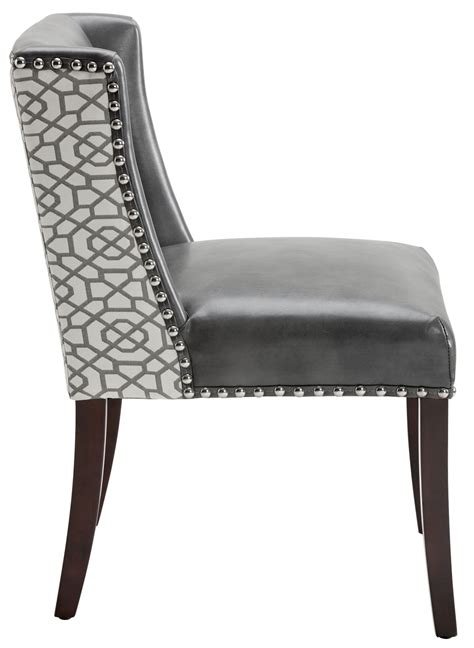 Marlin Grey Leather And Diamond Fabric Dining Chair 101088 Sunpan