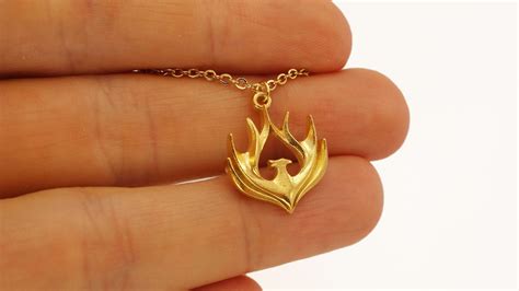 Gold Phoenix Necklace Small Dainty Phoenix Elegant Necklace Etsy