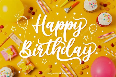 Premium Vector Template For Happy Birthday Lettering Concept