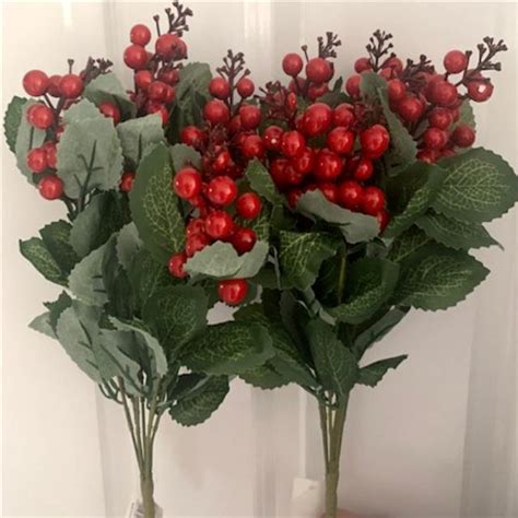 Artificial Red Berry Sprays Pack Of 2 Christmas Picks Shelf Edge Uk