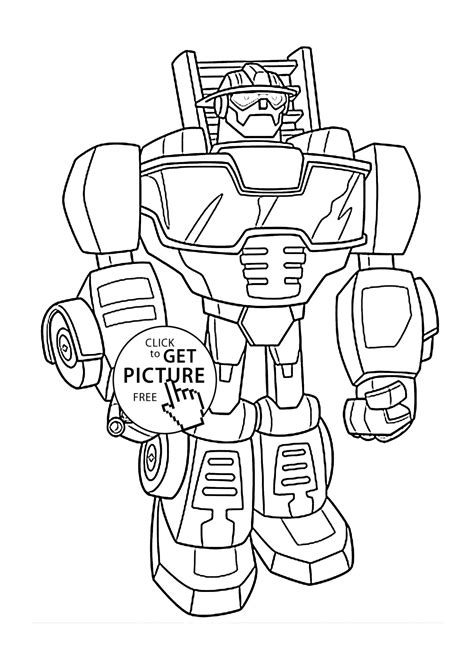 Heatwave bot coloring pages for kids, printable free - Rescue bots | coloing-4kids.com