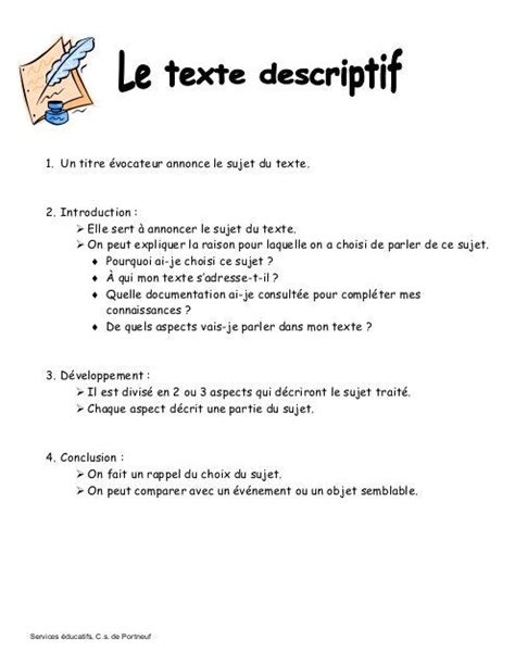 Le Texte Descriptif Teaching French Learn French French Worksheets
