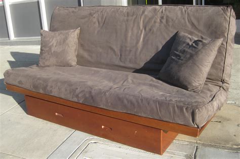 The futon is a classic hardwood frame with mission style arms. UHURU FURNITURE & COLLECTIBLES: SOLD - Futon with Storage ...