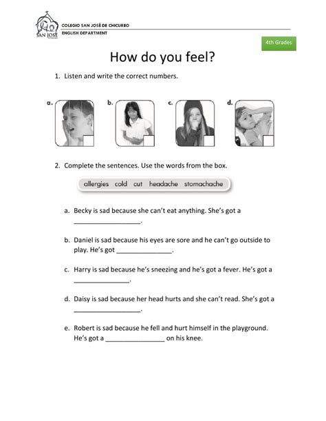 Free Printable 4th Grade Health Worksheets