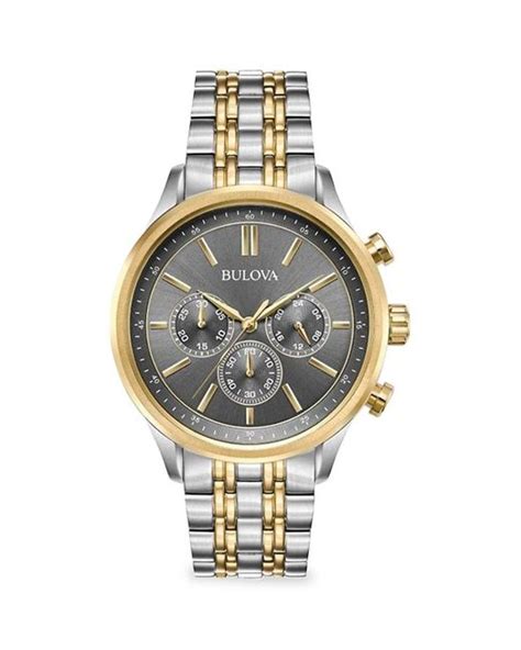 Bulova 42mm Two Tone Ip Stainless Steel Bracelet Chronograph Watch In