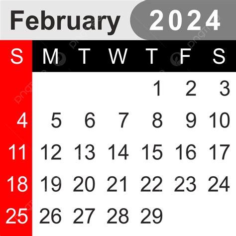 February 2024 Single Month Calender Design Ai Vector February 2024