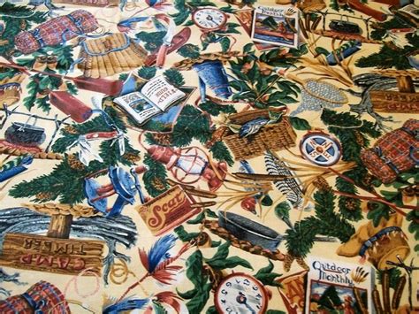Vintage Fabric Cranston Prints Joan Messmore Outdoor Theme Etsy