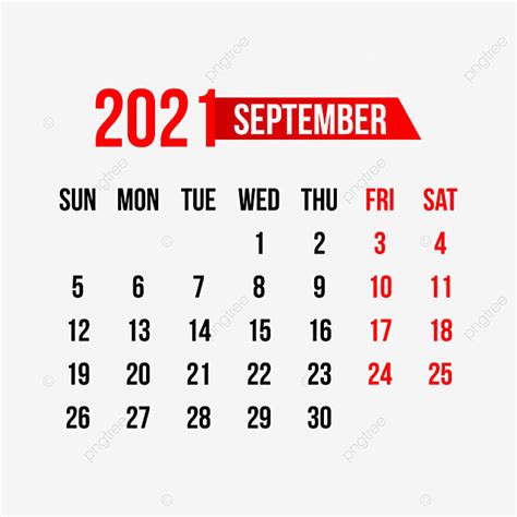 Monthly Calendar September 2021 Calendar 2021 September Png And