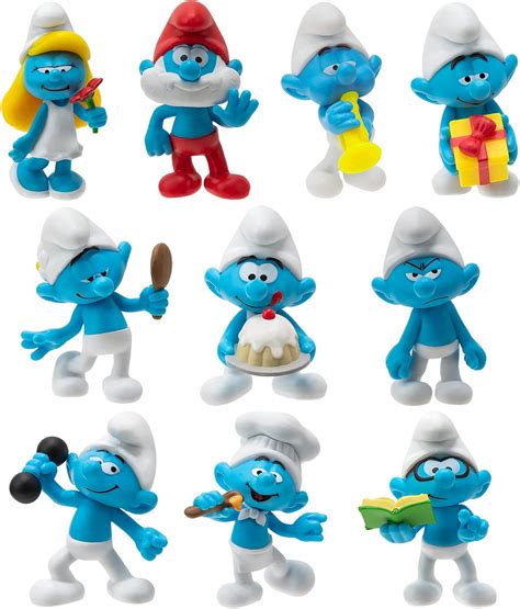 The Smurfs 40th Anniversary Classic Figure 10 Pack Features 2 Inch