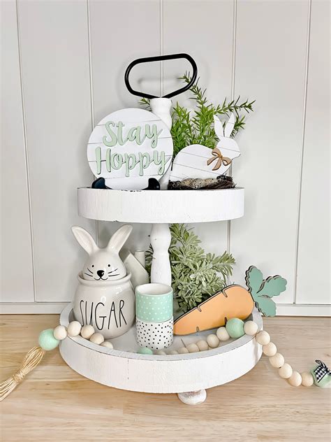 Home And Living Decorative Trays Farmhouse Easter Farmhouse Tiered Tray