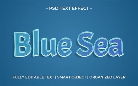 Premium Psd Blue Sea Text Effect Template