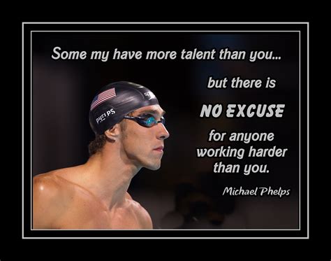 Printable Michael Phelps Swimming No Excuse Quote Digital Print