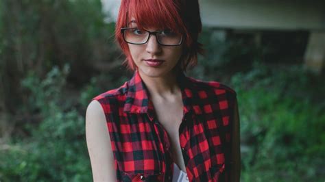 wallpaper women redhead model glasses red pattern fashion hair plaid suicide girls