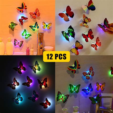 Get The Best Deals 12pcs 3d Butterfly Led Wall Stickers Glowing Bedroom