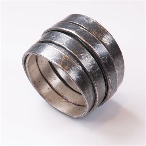 Gold Layer Oxidised Silver Ring Disa Allsopp Ltd