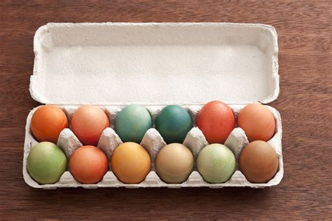 Top Down View Of Dyed Eggs In Paper Carton Creative Commons Stock Image