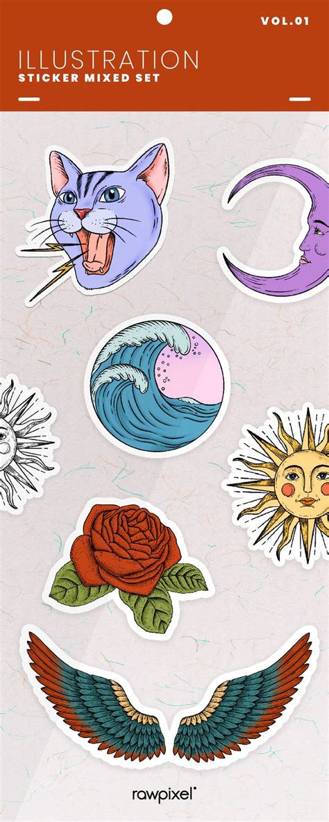 High Definition Hand Drawn Sticker Design Elements Set Sticker Design