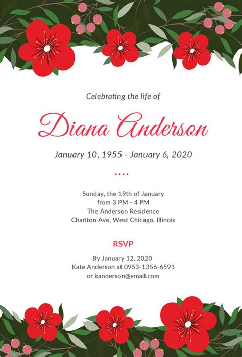 Funeral Invitation Template Free Download Nismainfo