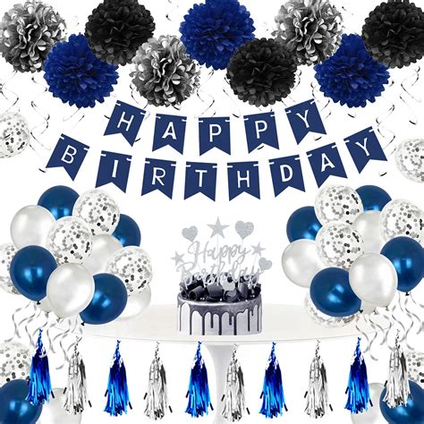 Buy Humairc Birthday Decoration Men Blue Silver Birthday Balloon Happy