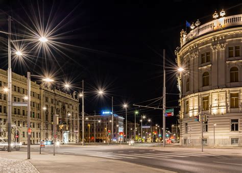 Ustria Houses Street Night Street Lights Vienna Cities