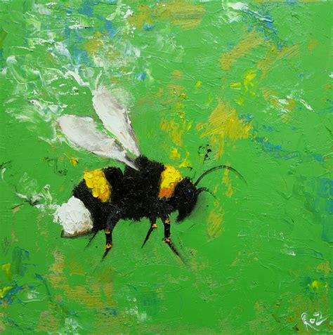 Bee Painting 247 12x12 Original Oil Painting By Roz On Luulla