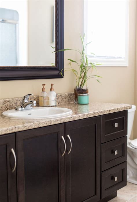 Brown Granite Bathroom Countertops Elegant Dark Brown Cabinets With A